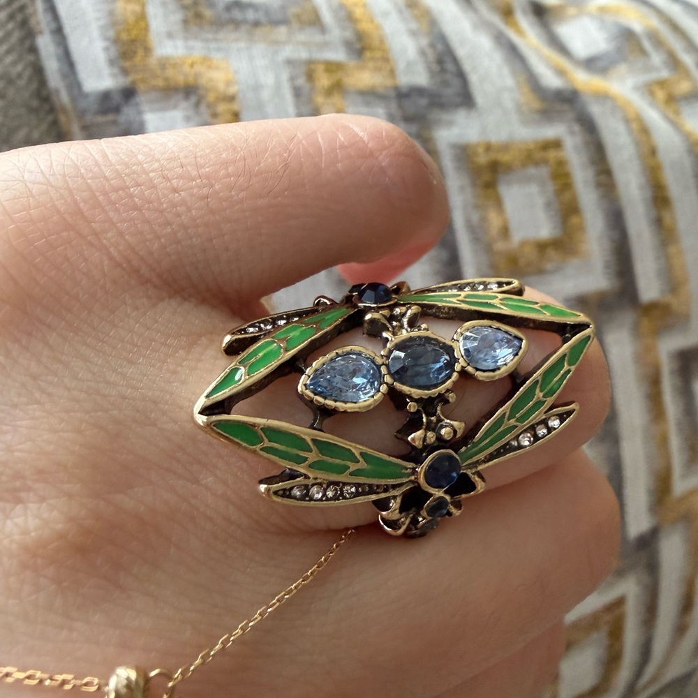 Blue and Green Statement Vintage Ring - Picture 4 of 5